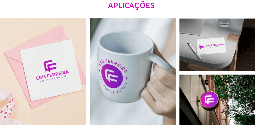 Aplicações Logotipo Cris Ferreira